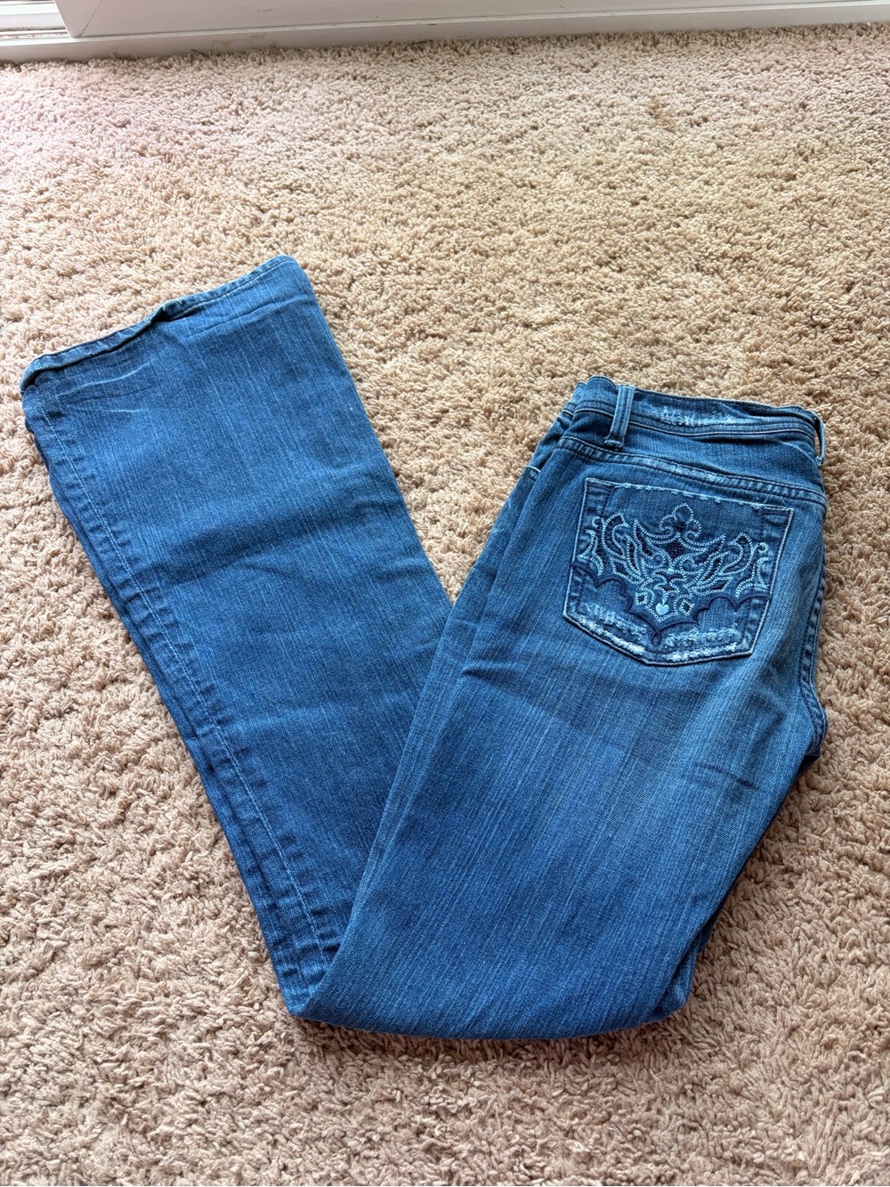 Signature Blue Boot Cut Jeans with Embroidered Back Pocket